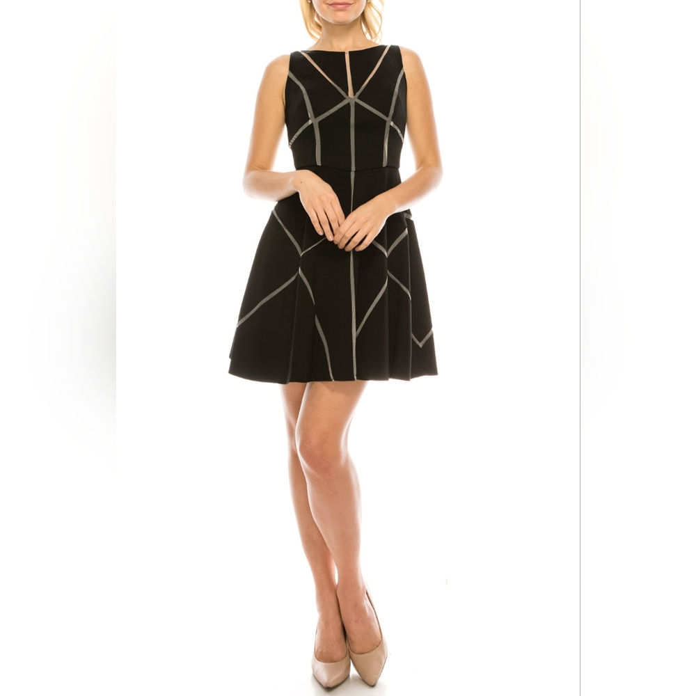 Aidan Mattox Sleeveless Geometric Mesh Party Dress 054458370